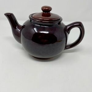 Elegant Vintage Dark Brown Ceramic Teapot